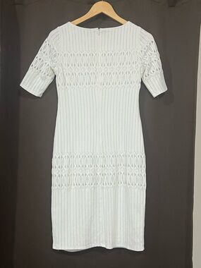 julia jordan White Crochet-Panel Midi Dress